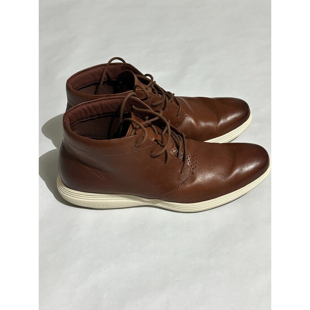 Cole Haan Grand.OS Leather Chukka Boots Brown Size 12 Pre-Owned Good